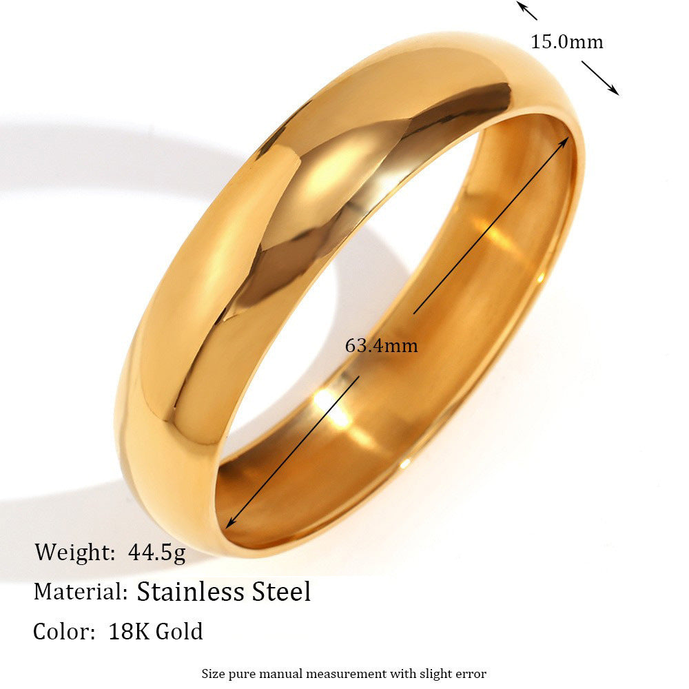 Fashion Round Stainless Steel 18K Gold Plated Bangles