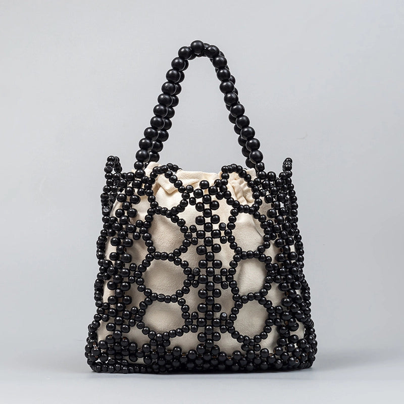 Women's Medium Summer Maple Solid Color Vacation String Straw Bag