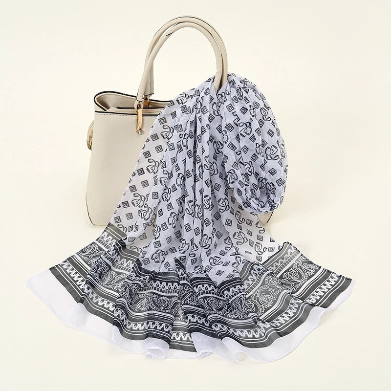 Women's Elegant Lady Lotus Chiffon Silk Scarf
