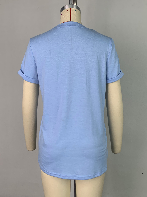 Short Sleeves Solid Color Round-Neck T-Shirts Tops