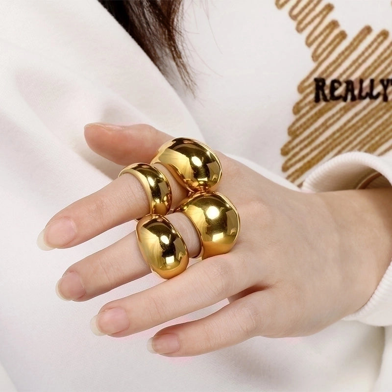 Minimalist Geometric Titanium Steel 18K Gold Plated Plating Rings