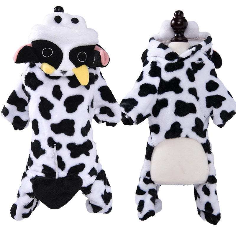 Autumn And Winter Dog Clothes Warm Thickened Coral Fleece Puppy Transformation Outfit Teddy Corgi Cat Pet Clothing