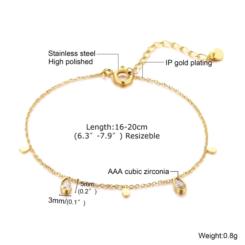 Minimalist Classic Style Heart Shape Titanium Steel Rhinestones Bracelets In Bulk