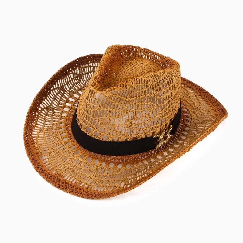 Women's Tropical Cool Style Color Block Big Eaves Fedora Hat