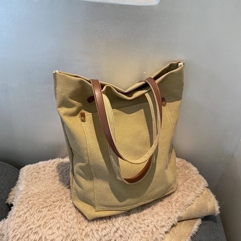 Solid Color Canvas Shopping Bags