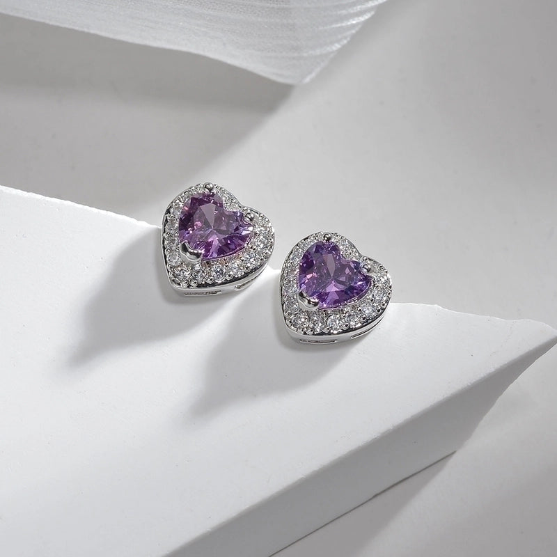 1 Pair Fashion Square Inlay Copper Zircon White Gold Plated Ear Studs