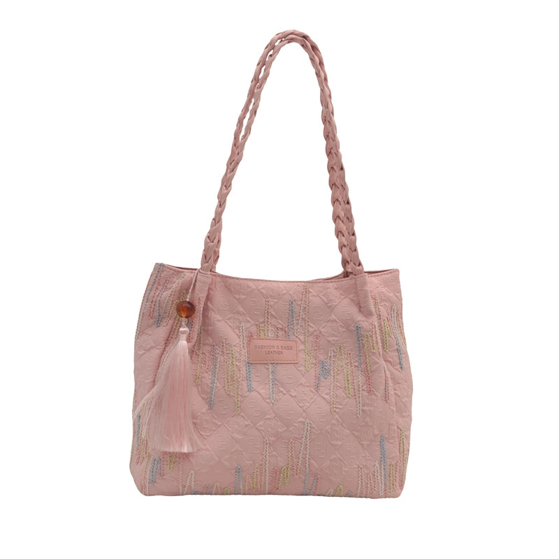 Women's Medium Canvas Solid Color Preppy Style Classic Style Square Zipper Shoulder Bag