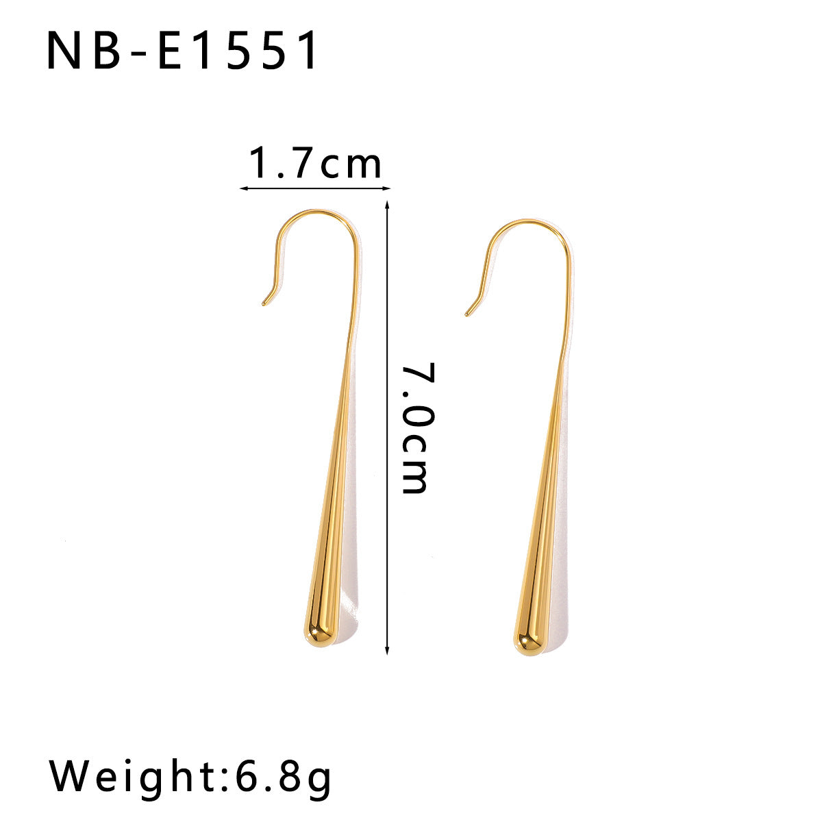 Simple Stainless Steel 18K Gold Plated Water Drop Earrings For Women Retro Personality Long