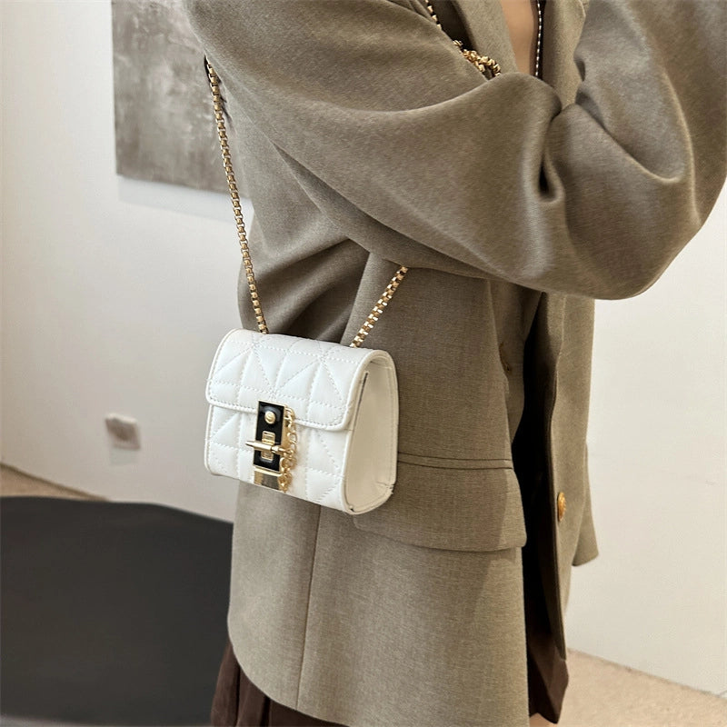 Women's Pu Leather Solid Color Basic Lock Square Lock Clasp Shoulder Bag Crossbody Bag Square Bag