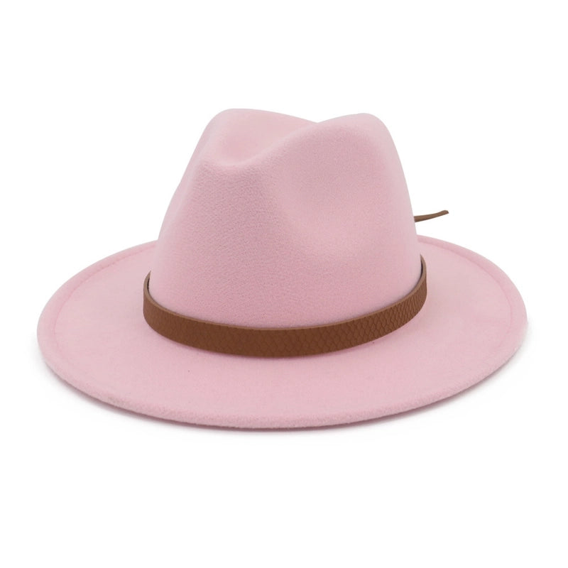 New Wool Top Hat Women's Leather Accessories Fashion Hat Outdoor Flat Brim Big Brim Jazz Hat