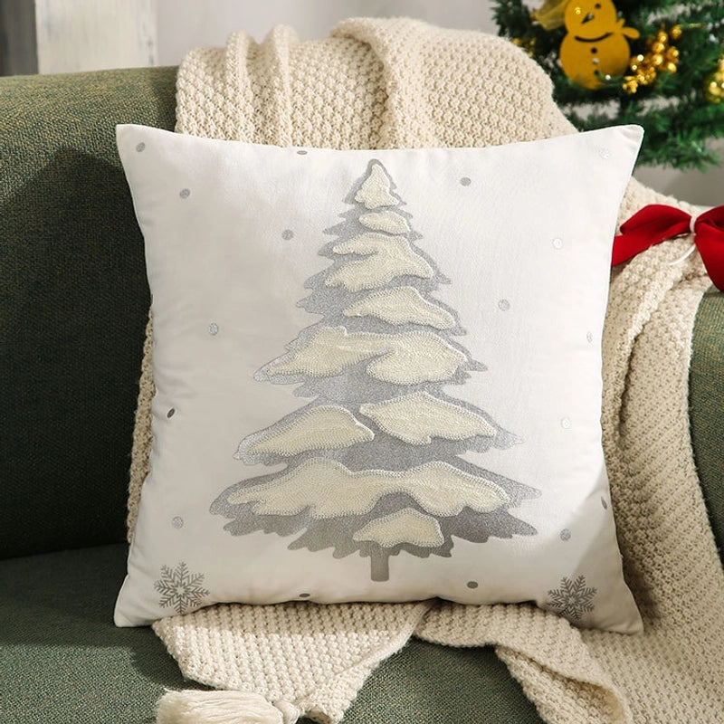 Fashion Christmas Tree Elk Short Plush Pillow Cases