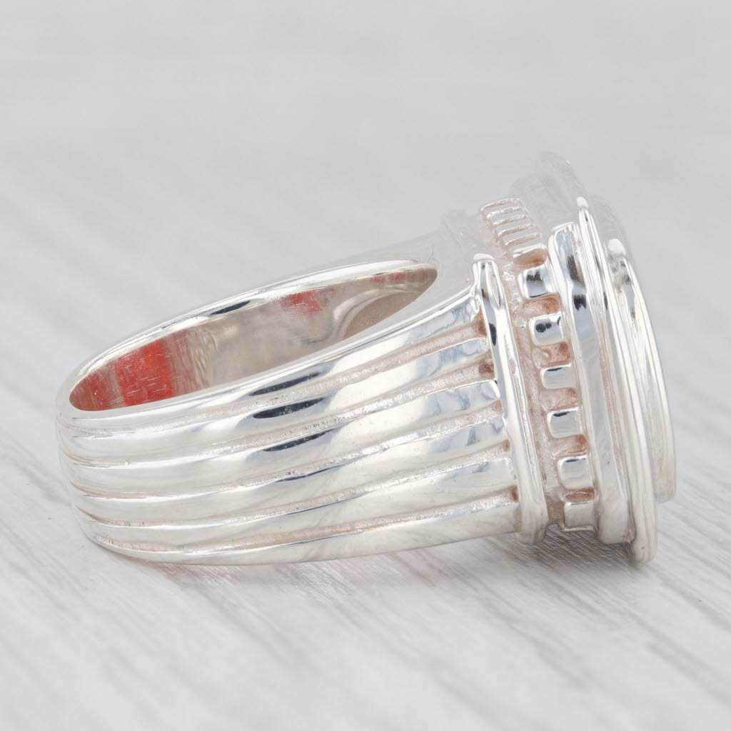 Slane & Slane Red Chalcedony Bee Intaglio Seal Signet Ring Sterling Silver