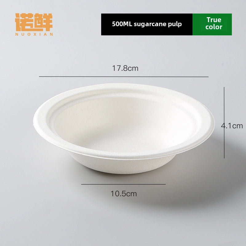 Disposable Paper Bowl Tableware Set Paper Bowl Commercial Household Bowl Degradable Whole Box Disposable Round Bowl