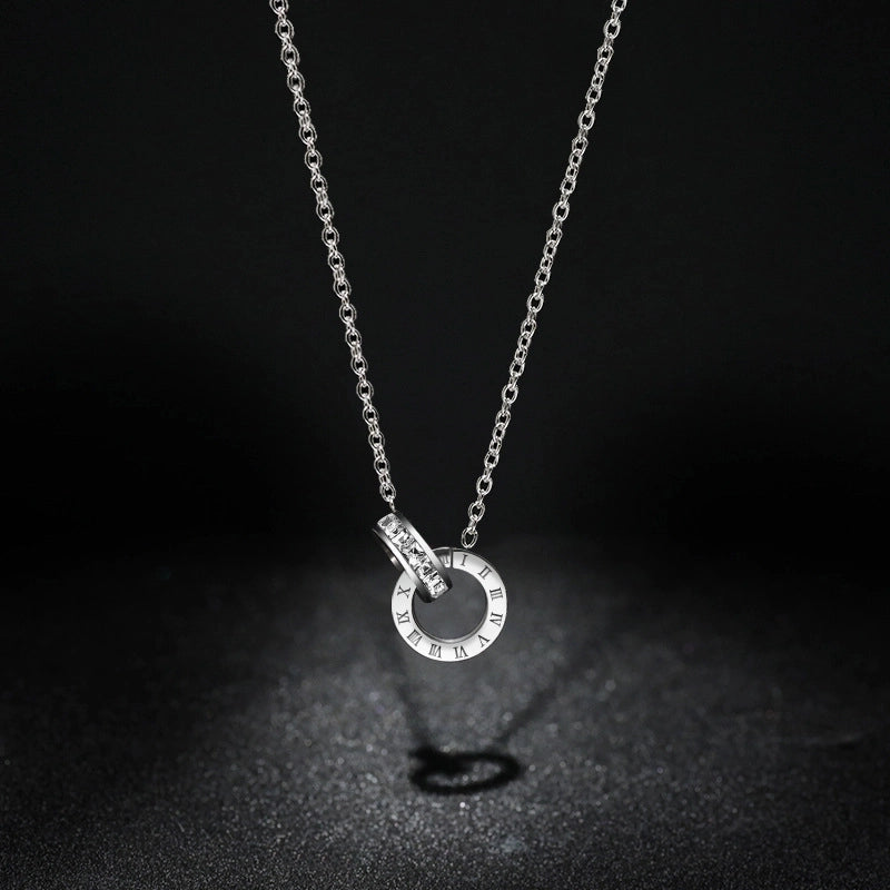 Minimalist Round Titanium Steel Inlay Zircon Bracelets Anklet Necklace 1 Piece