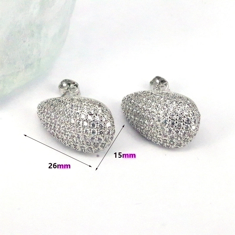 1 Pair Ig Style Minimalist Round Water Droplets Heart Shape Plating Inlay Copper Zircon 18k Gold Plated Silver Plated Ear Studs