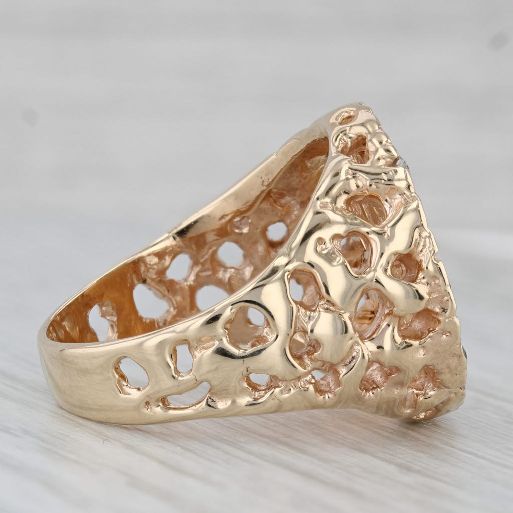 0.43ctw Diamond Halo American Indian 2.50 1929 Coin Ring 14k 900 Gold Size 11.25