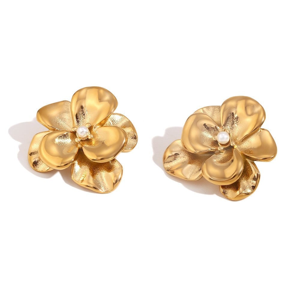 Retro Vintage Fashion Flower Stainless Steel Electroplating Rings