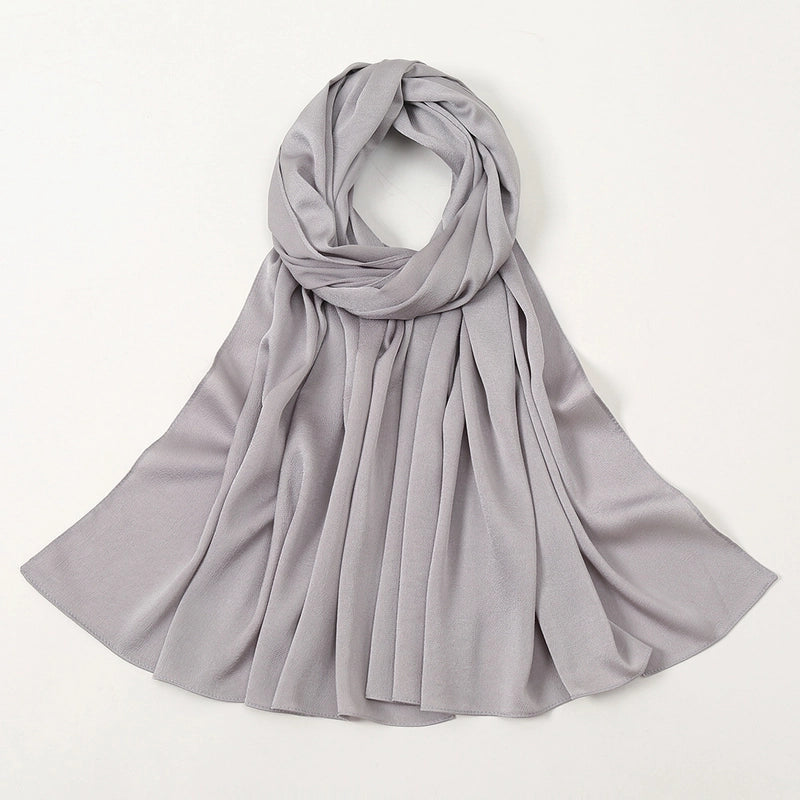Women's Fashion Solid Color Satin Patchwork Cotton Linen Scarves