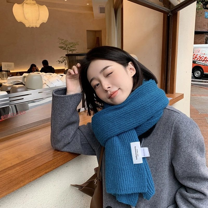 Klein Blue Thickened Knitted Wool Scarf Women's Winter  Good Riding Scarf Day Gift For Boys