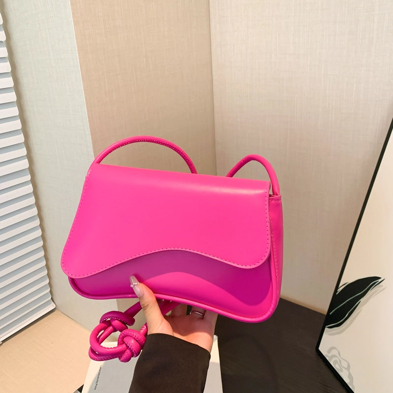 Women's Pu Leather Solid Color Streetwear Square Flip Cover Shoulder Bag Underarm Bag