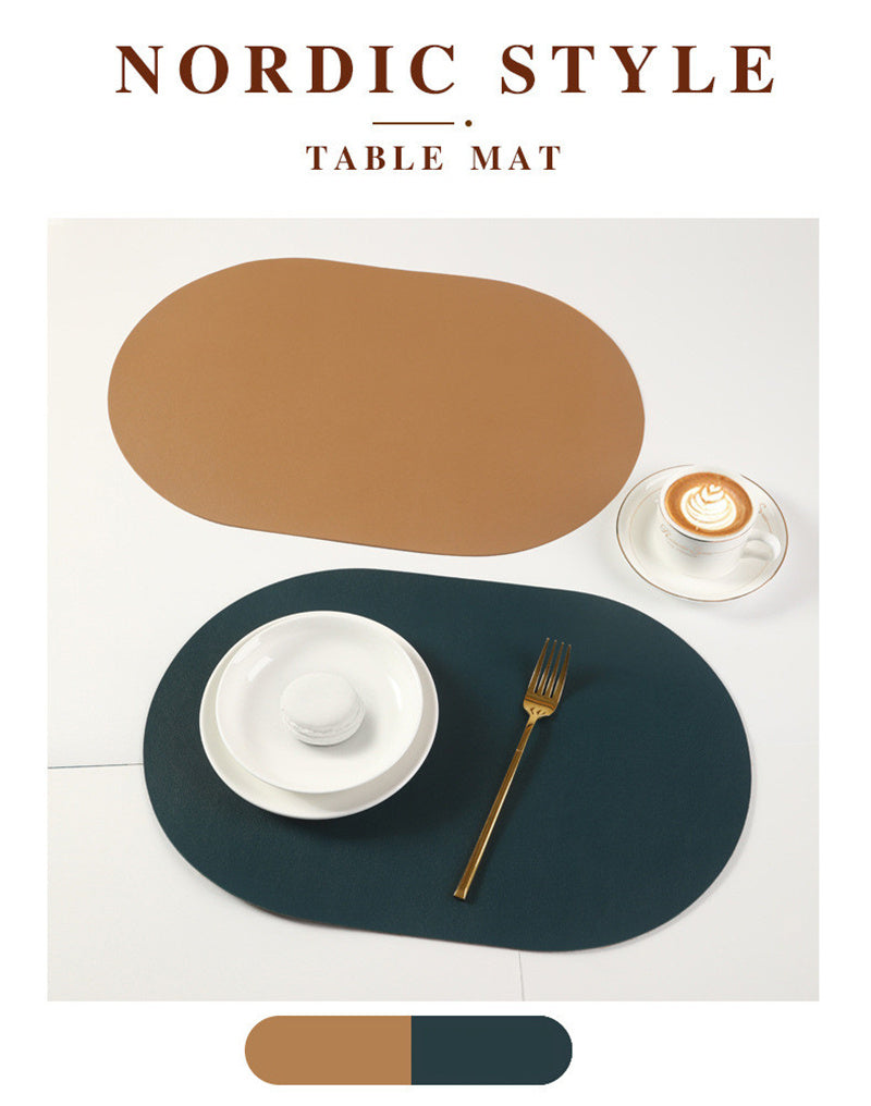 2PCs Oval Shape Leather Placemat