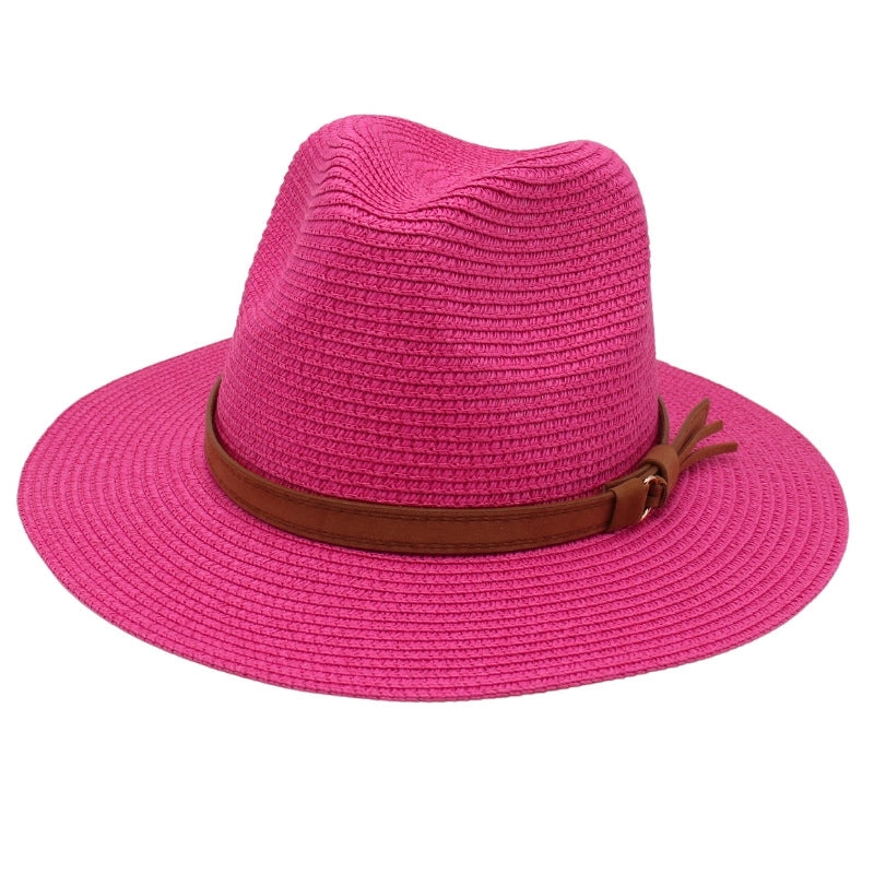 Unisex Pastoral Solid Color Wide Eaves Straw Hat
