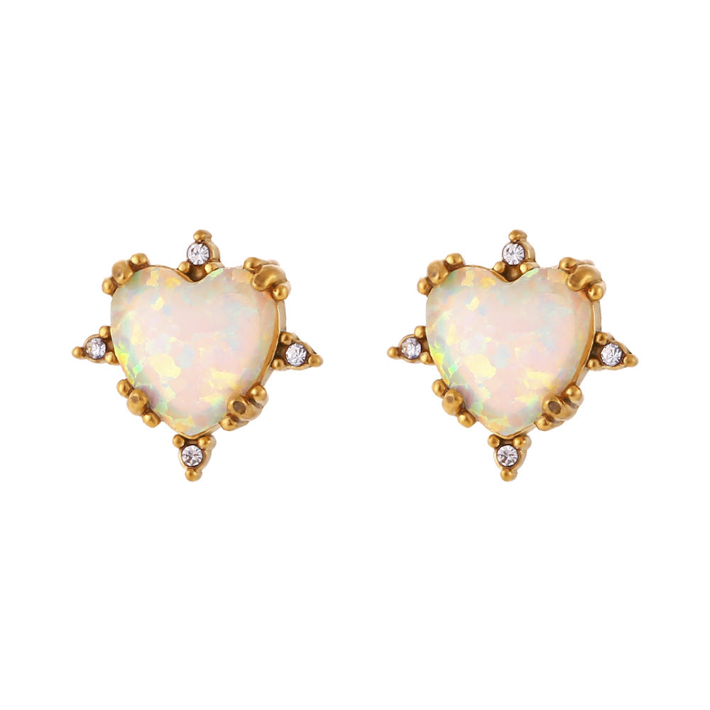 Vintage Fashion Retro Droplet Heart Stainless Steel 18K Gold Plated Jewelry Sets