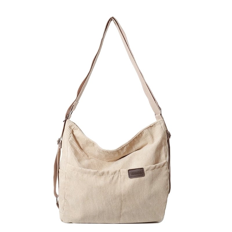 Women's Corduroy Solid Color Classic Style Square Zipper Shoulder Bag