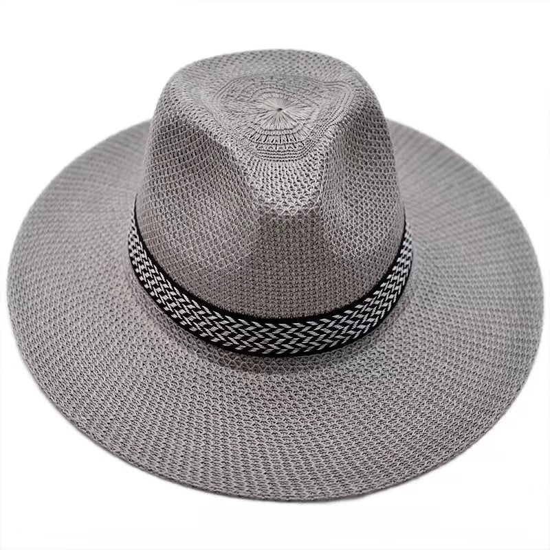 Men's Minimalist Color Block Flat Eaves Straw Hat