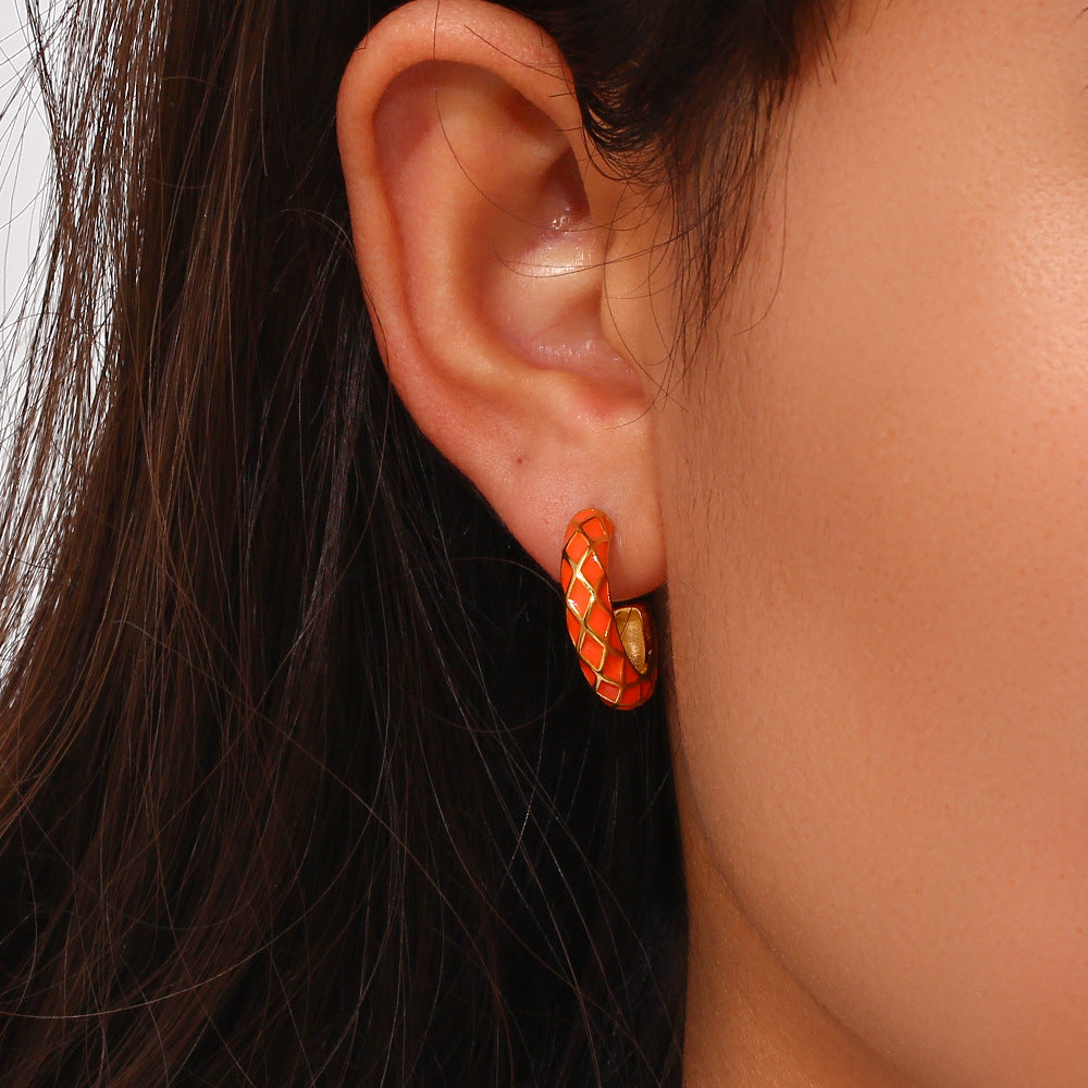 Minimalist Fashion Ellipse Geometric Stainless Steel 18K Gold Plated Stud Earrings