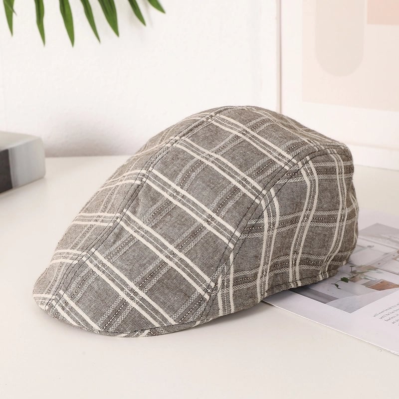 Unisex Vintage Style Artistic Plaid Short Brim Advance Hats
