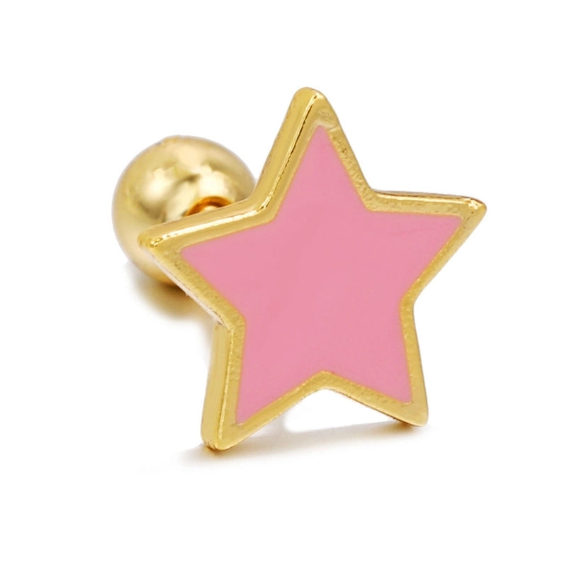 Ear Cartilage Rings & Studs Minimalist Star Brass No Inlaid
