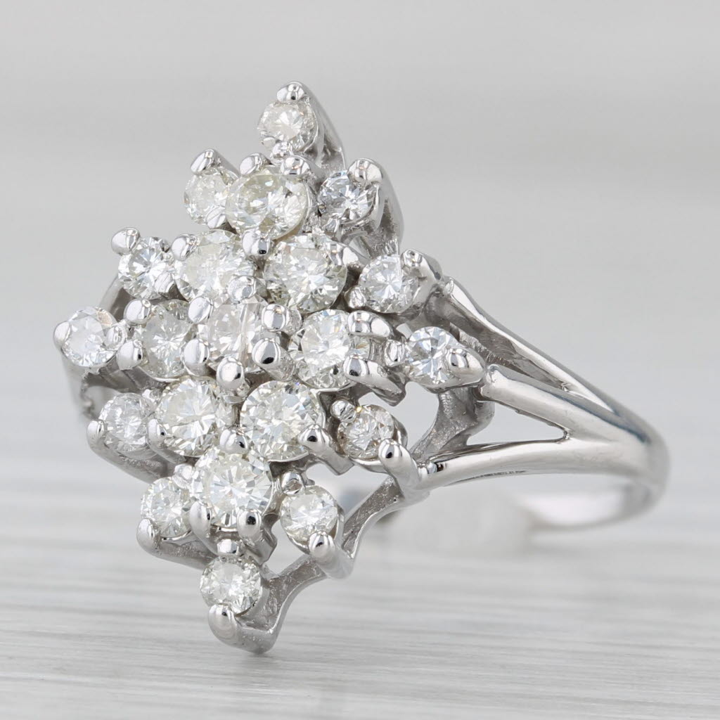 0.80ctw Diamond Cluster Ring 10k White Gold Size 8