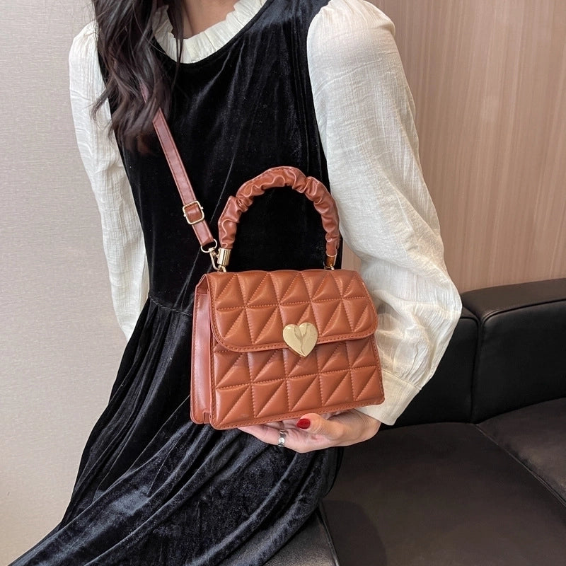 Women's Small Spring&summer Pu Leather Solid Color Fashion Square Flip Cover Handbag