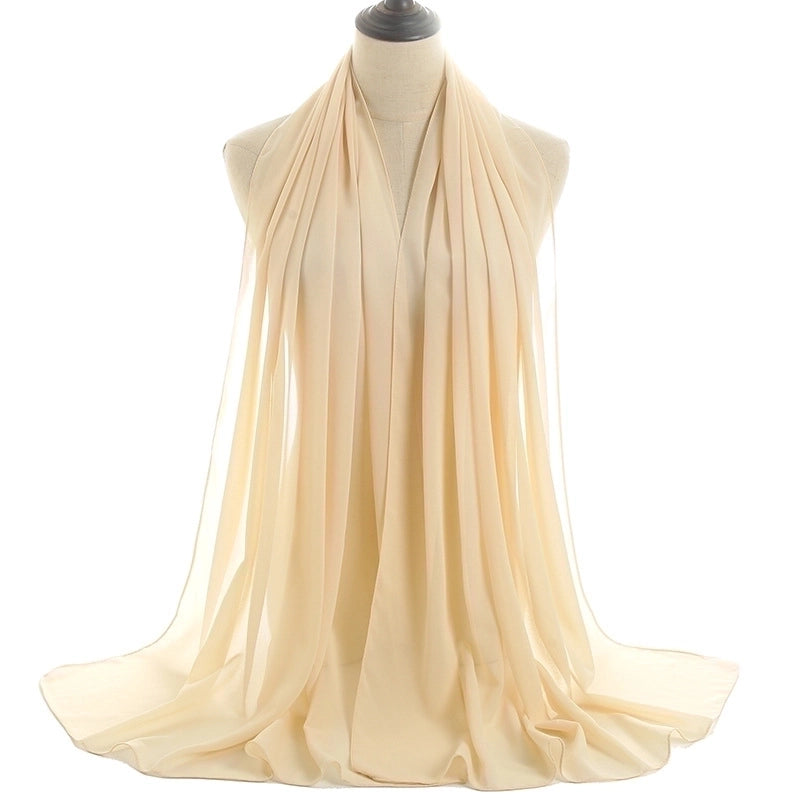 Women's Minimalist Solid Color Chiffon Cotton Linen Scarves