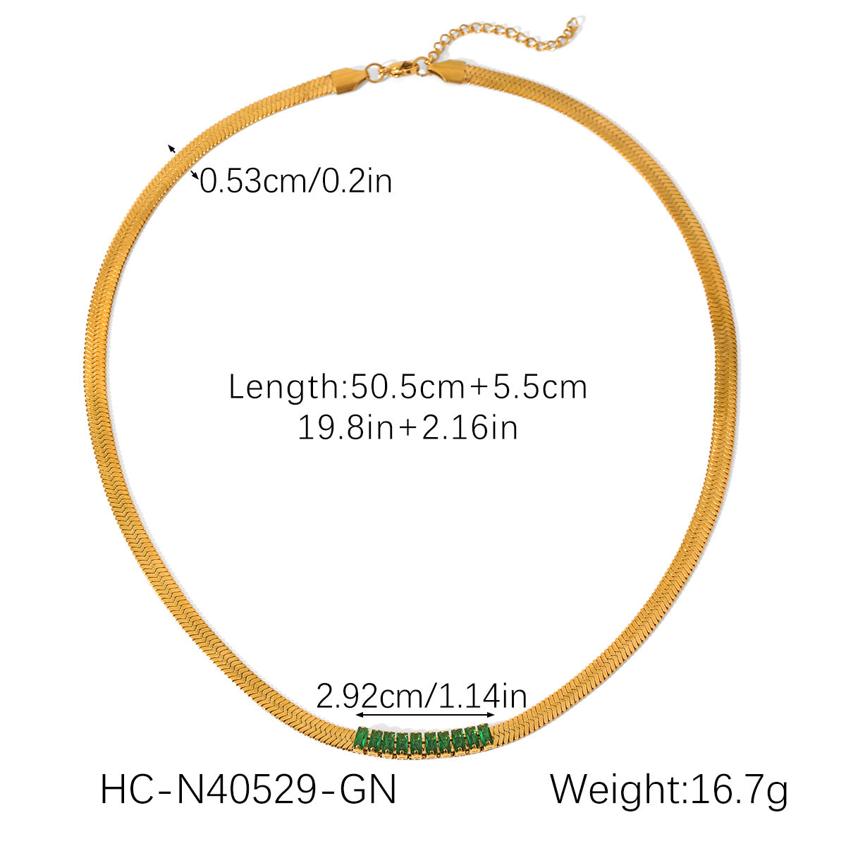 18K Gold Stainless Steel Blade Chain Inlaid Zircon Necklace Flat Snake Chain Titanium Steel Clavicle Chain