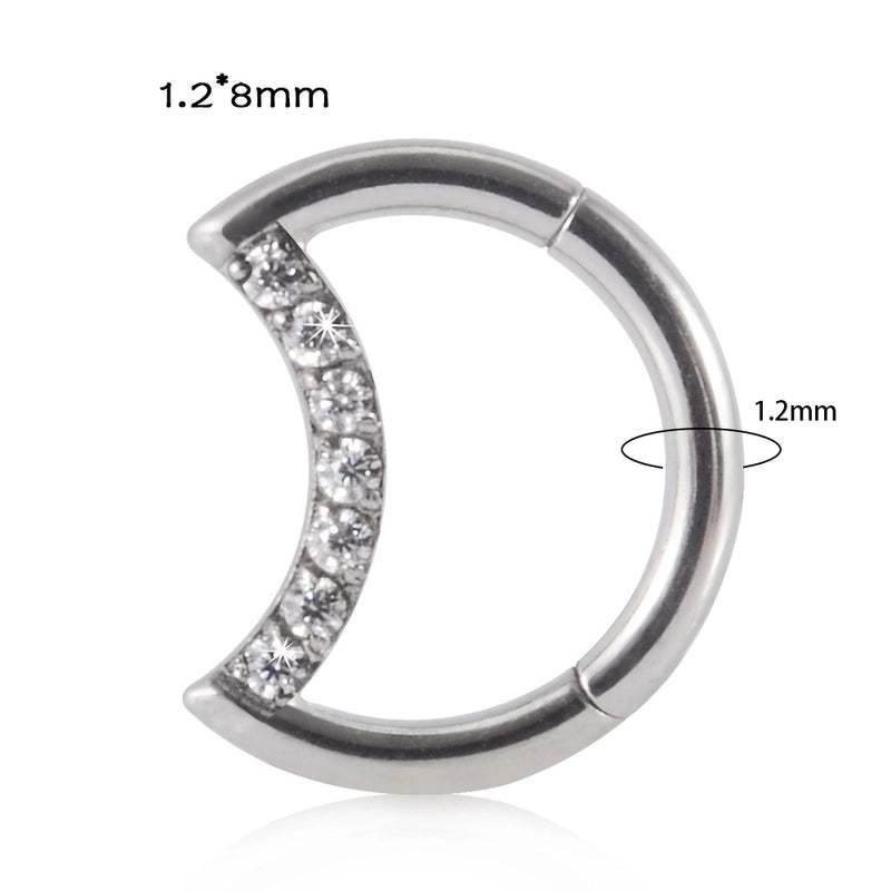 2 Pieces Nose Rings & Studs Fashion Moon Water Droplets G23 Titanium Stainless Steel Zircon Inlay Rhinestones Zircon