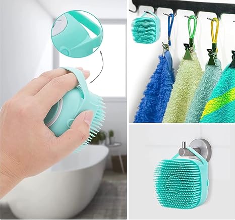 Pet Bath Massage Brush Puppy Dog Cat Cleaning Grooming Soft (Blue)