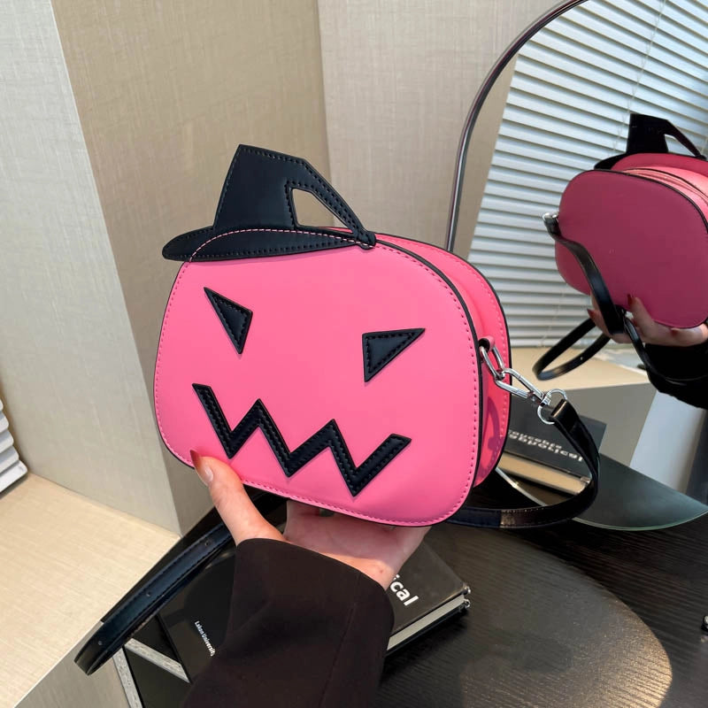 Halloween Women's Pu Leather Pumpkin Solid Color Streetwear Square Zipper Shoulder Bag Crossbody Bag