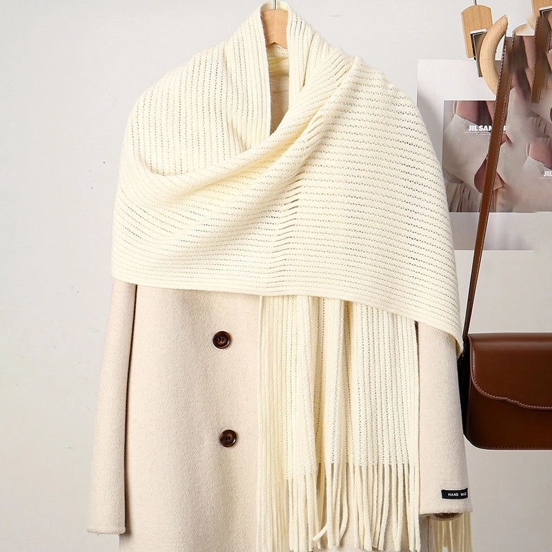 Women's Minimalist Solid Color Imitation Cashmere Tassel Scarf