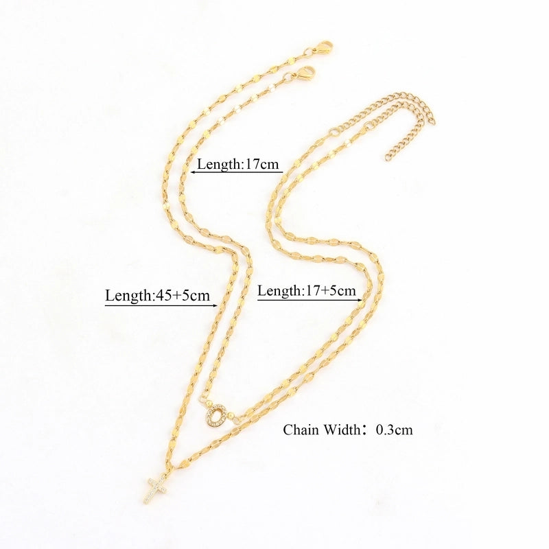 Elegant Minimalist Classic Style Cross Letter 201 Stainless Steel 304 Stainless Steel Copper Pendant Necklace