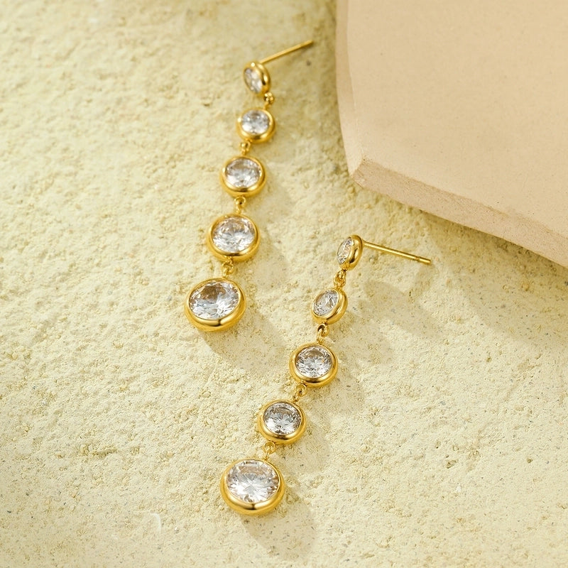 1 Pair Retro Solid Color Inlay 304 Stainless Steel Zircon Stainless Steel Earrings