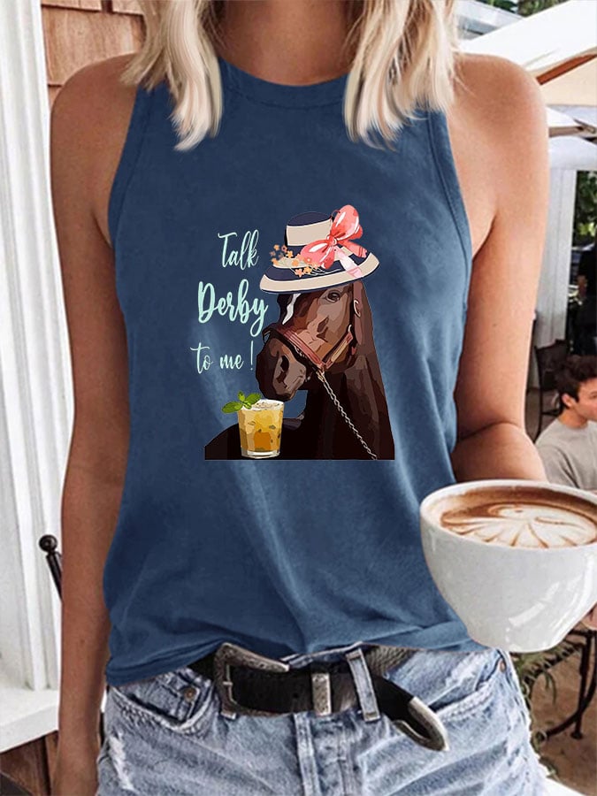 Women's Talk Derby To Me Printed Casual Tank Top