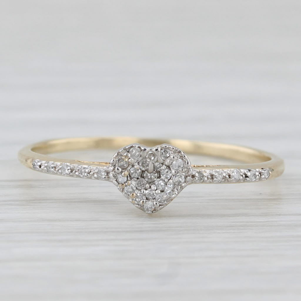 0.10ctw Small Diamond Heart Ring 10k Yellow Gold Size 7 Promise