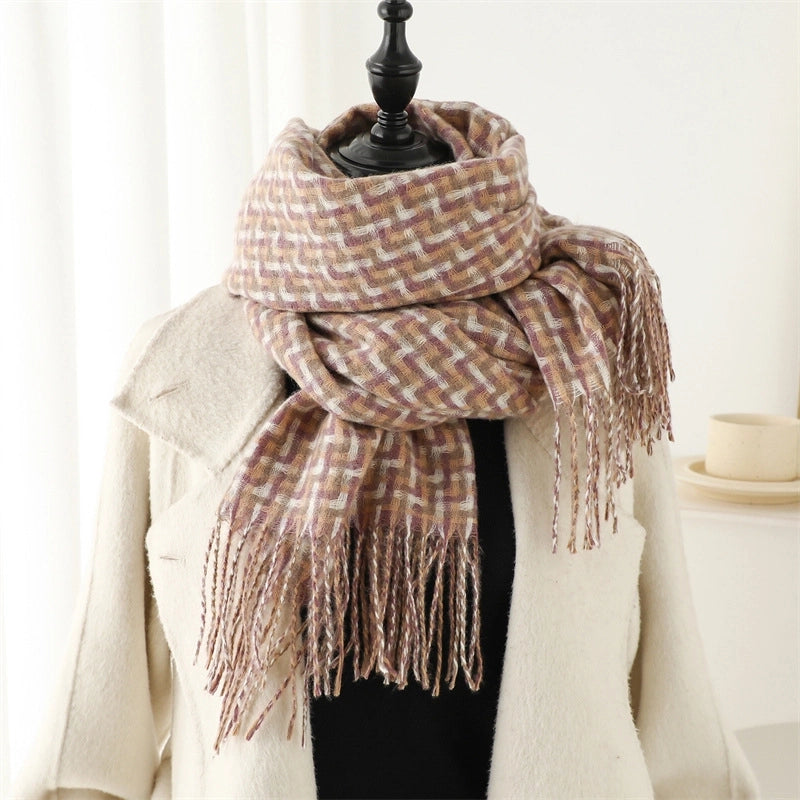 New Retro British Plaid Scarf Autumn And Winter Cashmere Scarf All-Matching Warm Shawl Student Thickened Long Section Female