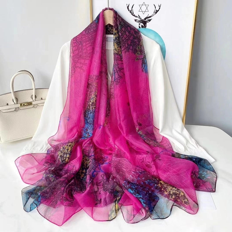 Spring And Summer New Yourou Silk Scarf Large Size Printed Beach Towel Dot Travel Vacation Sunscreen Scarf Women's Spot