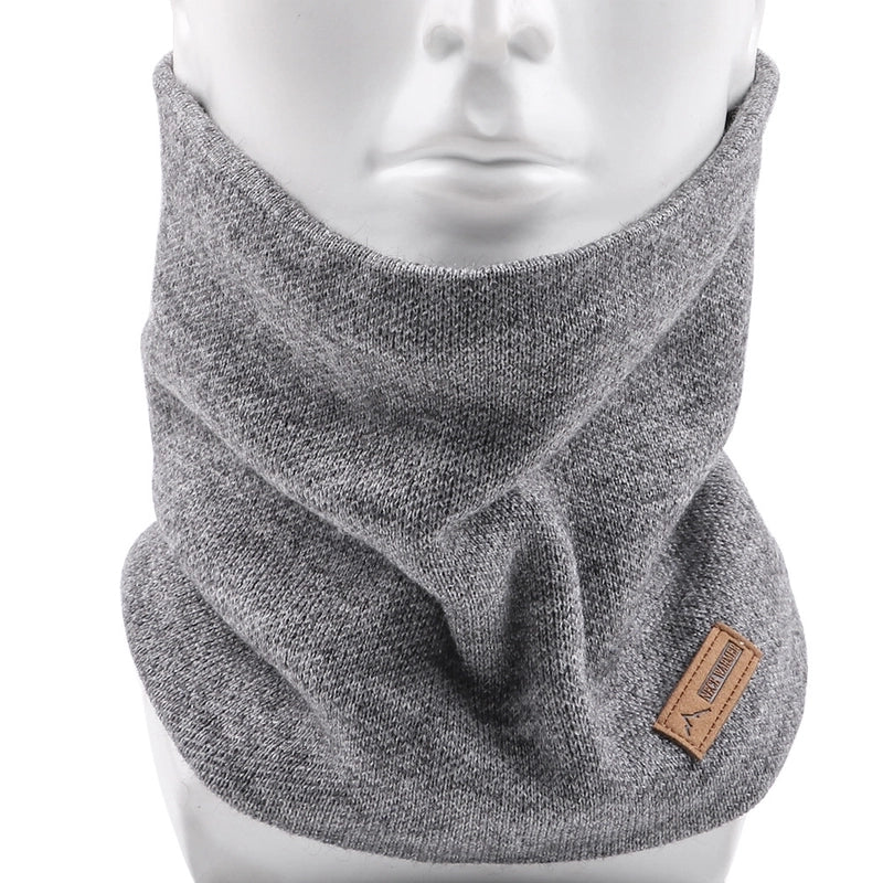 Autumn And Winter Single Circle Collar Men's And Women's Solid Color Fleece-lined Knitted Scarf Fashion Fake Turtleneck Warm Pullover Scarf