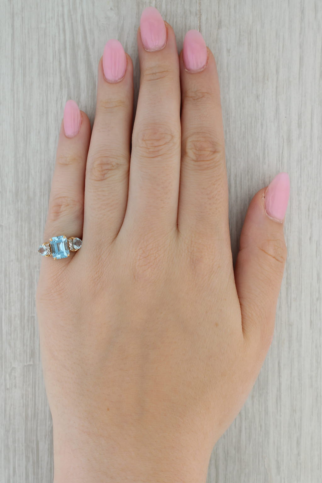 4.25ctw Blue Topaz Diamond Ring 10k Yellow Gold Size 7.5
