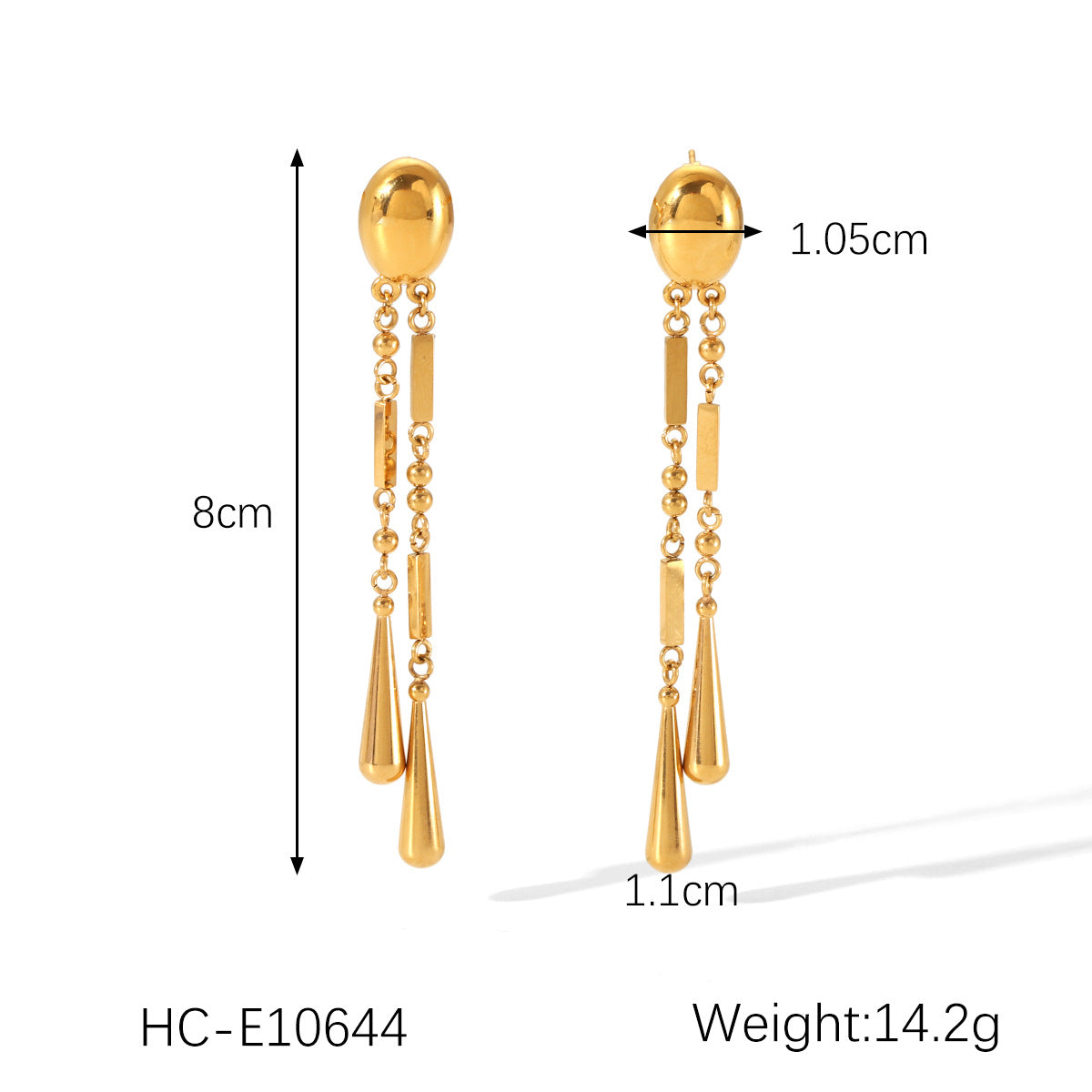 Stainless Steel Relief Thread Irregular Pendant Necklace Design Casting Titanium Steel Earrings