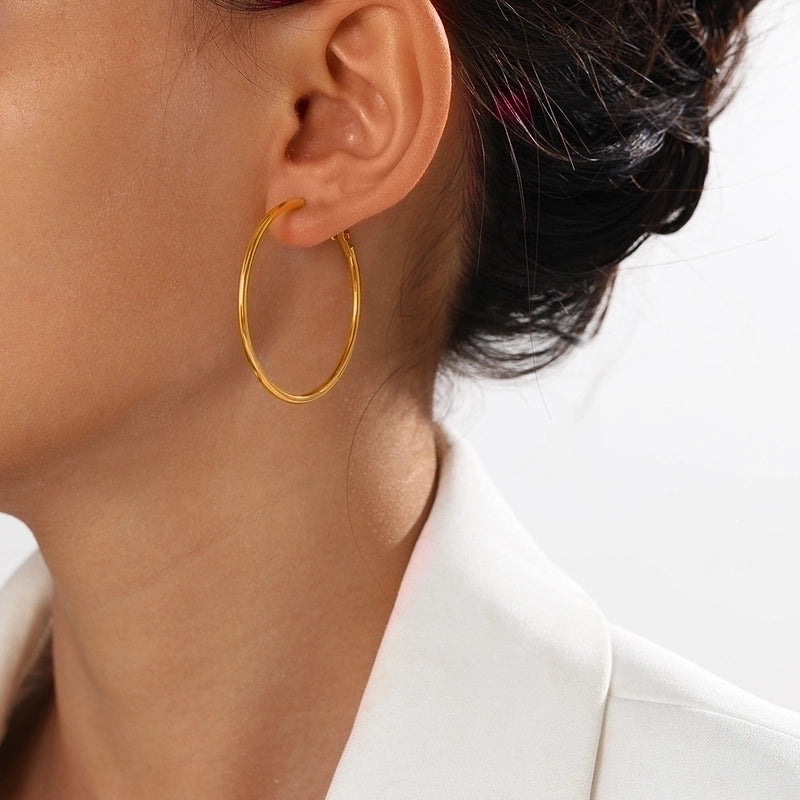1 Pair Minimalist Solid Color Plating 304 Stainless Steel Stainless Steel Earrings